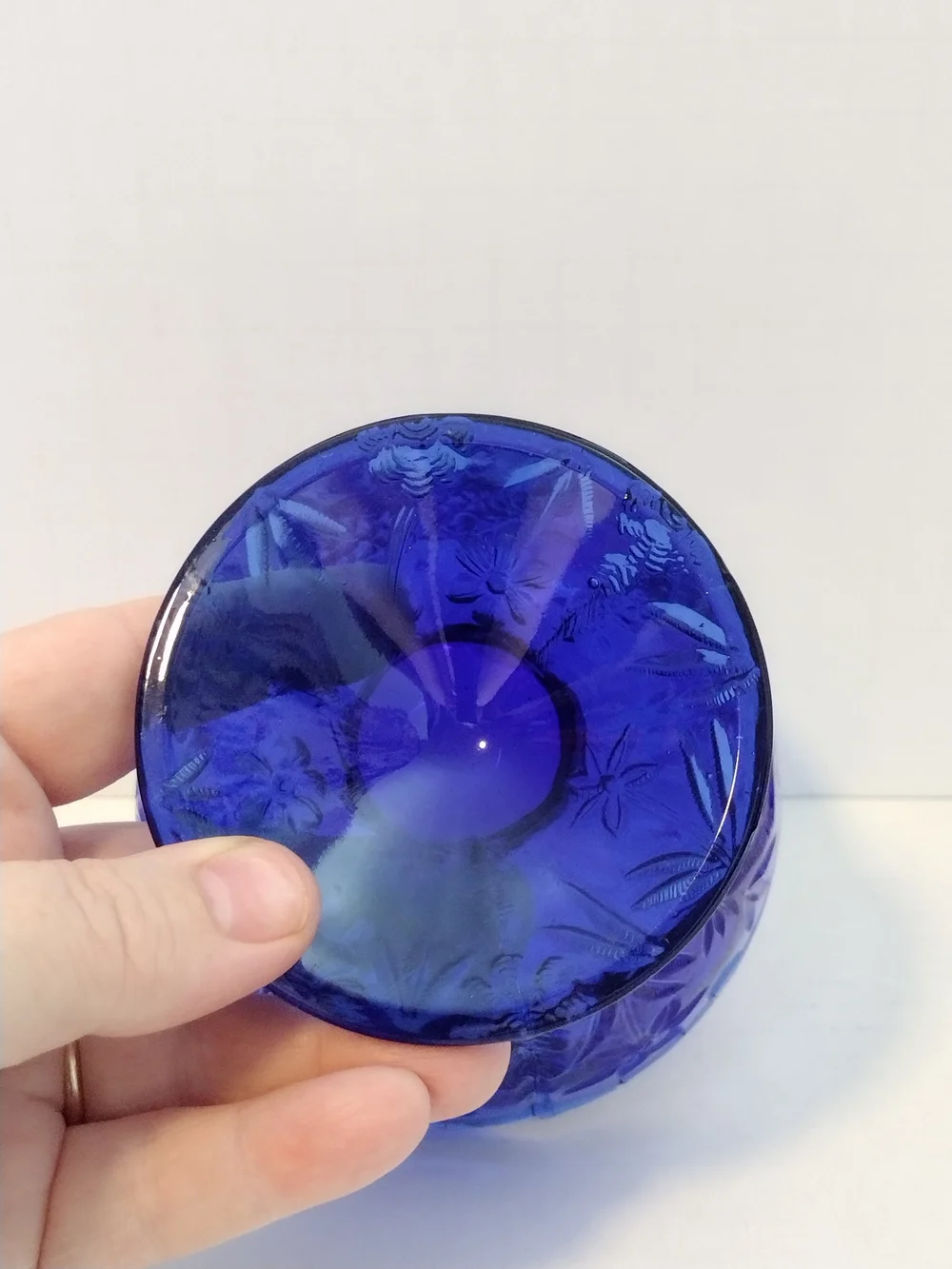 Indiana Glass Cobalt Blue Pressed Glass Pedestal Dish